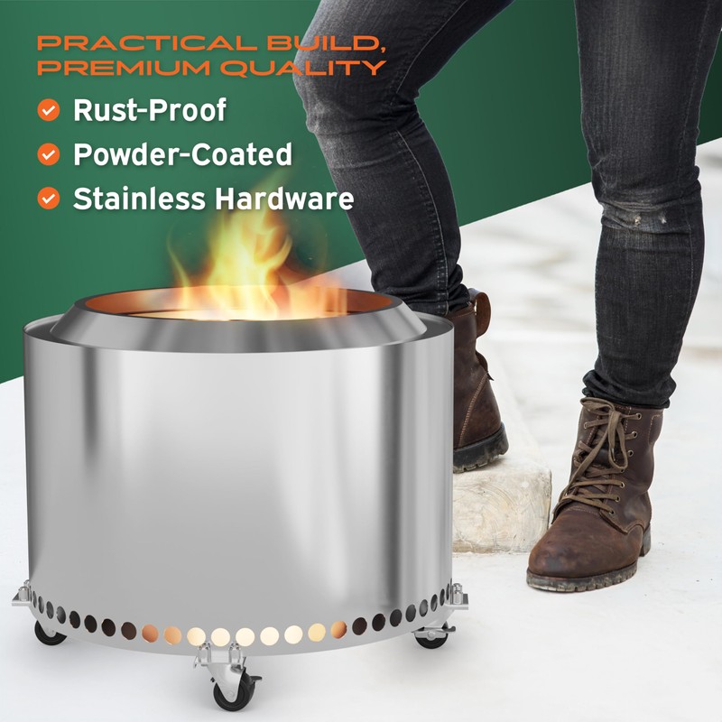 Hickory Summit Rolling Solo Stove Bonfire Stand – 21" Fire