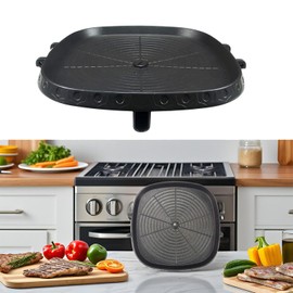 Korean Style Square Grill Pan with Maifan Coated Surface,Non-stick Smokeless Barbecue Stovetop Plate for Indoor Outdoor BBQ 32x32cm/12.5x12.5in