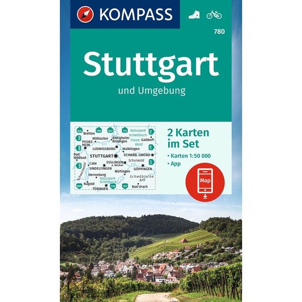 KOMPASS Wanderkarten-Set 780 Stuttgart und Umgebung (2 Karten) 1:50.000: inklusive