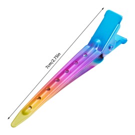 24 Packs Duck Bill Clips, Bantoye 2.75 Inches Rustproof Metal Alligator Curl Clips with Holes for Hair Styling, Hair Coloring, Gradient Rainbow