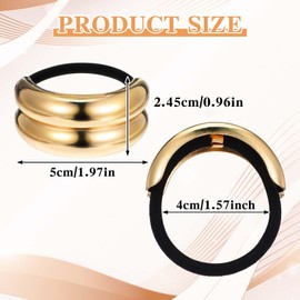 Ymapinc 4Pcs Gold Metal Hair Ties, Ponytail Cuffs for Women Hair Holder, Elegant Durable Elastic Hair Jewelry Band Accessories for Party Dating Daily Wear Work