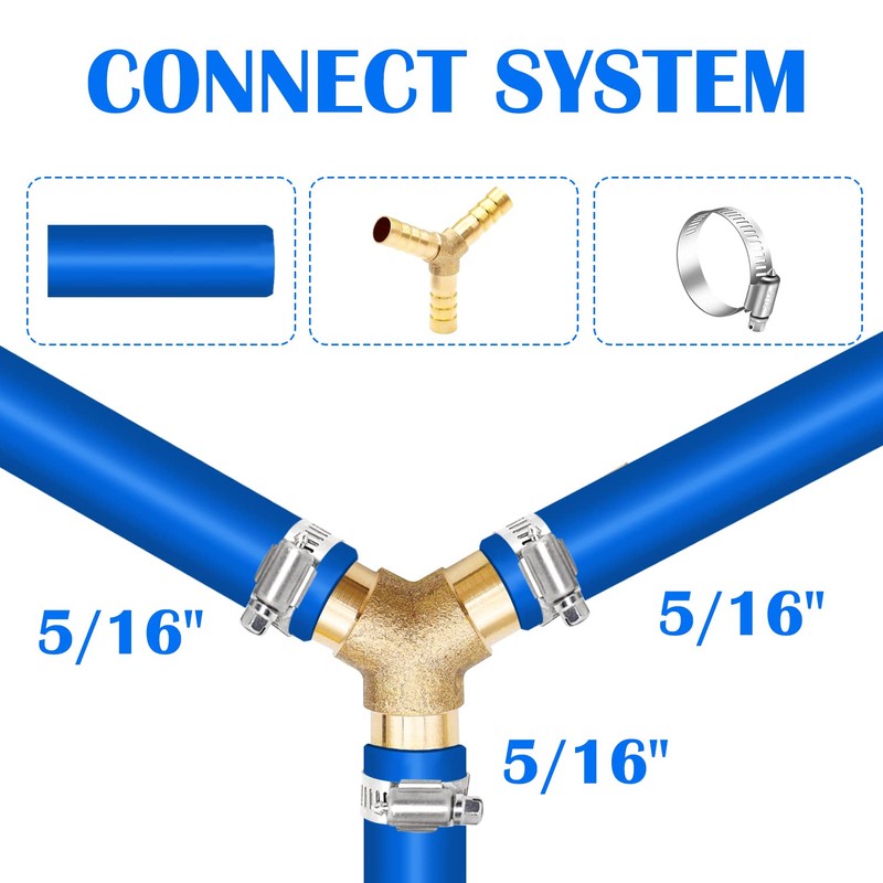 Tnuocke 2pcs Metaland Brass 5/16" Hose Barb 3 Way Union