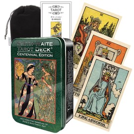 Kancharo Tarot Cards, 80 Cards, Tarot Divination, Smith-Waite Tarot in a Tin Centennial Edition, Japanese Tarot Card Basic Instruction Manual & Pouch Included