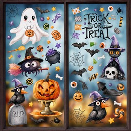 86 PCS Halloween Window Clings Decorations - Cute Spooky Ghost, Black Cat, Spider & Pumpkin Static Cling Stickers for Glass Classroom, Party & Home Decor