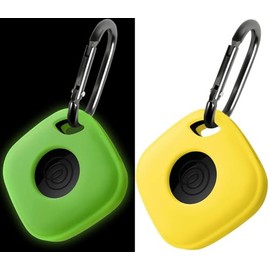 Geiomoo Silicone Case for Tile Mate (2024) Tracker, Soft Flexible Scratch Resistant Protective Cover with Carabiner (Yellow+Fluorescent Green)