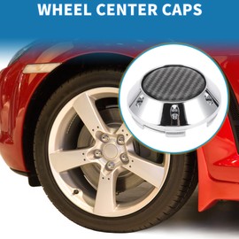 A ABSOPRO Wheel Center Caps Hub Caps Rim Center Caps OD: 68mm/2.68" Wheel Caps Hubcap Plastic Silver Tone 1Pc with Black Carbon Fiber Pattern Sticker