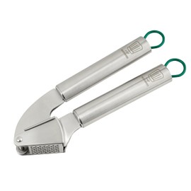 Chefkoch trifft Fackelmann - Premium Garlic Press Made of High-Quality Stainless Steel, Ergonomic Design, Dishwasher Safe, Includes Hanging Loop