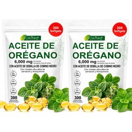 Gwynne Aceite De Orégano Cápsulas Oil Of Oregano Blandas 6000mg Por Dosis 300 Cápsulas 2pcs