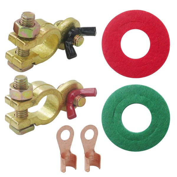 lovckza Upgraded Brass Battery Terminal Connector Top Post End Clamps