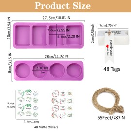 DIY Soap Making Kit with 2 Silicone Molds, 48 Thank You Stickers, 48 Gift Tags, 65ft Twine, Handmade Soap Crafting Set