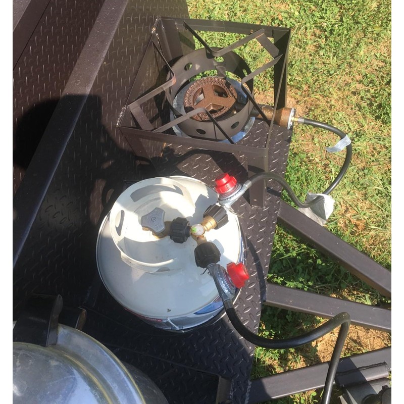 CALPOSE Propane Splitter, Propane Tank Y Splitter Adapter with Gauge,