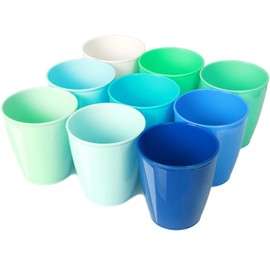Youngever 8 Ounce Kids Cups - 9 Pack Unbreakable Toddler Drinking Cups (Coastal Colors)