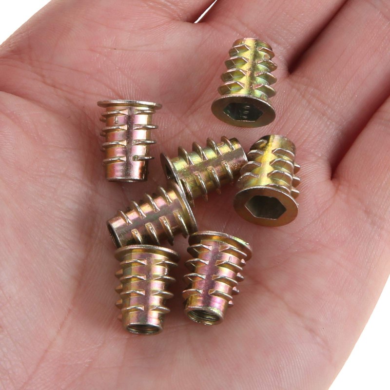 M6* 13MM Hex Socket Screw-in Nuts Hex Drive Nut Wood