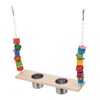 Bird Feeding Dish Cups with Parrot Perch Swing Natural Colorful