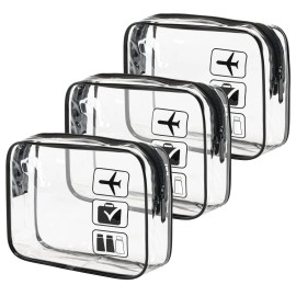 MODENGKONGJIAN 3 Pcs Clear Toiletries Bags Quart Size Travel Makeup Cosmetic Bag for Women Me