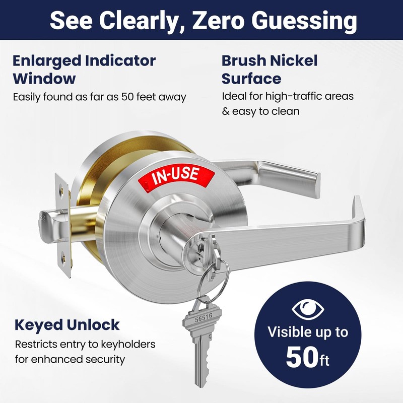Keyed Commercial Privacy Indicator Door Lock, Heavy Duty Vacant Occupied