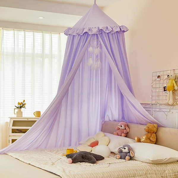Dix-Rainbow Large Children Bed Canopy pale purple Round Dome Girls