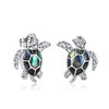 POPLYKE Sea Turtle Earring for Women Sterling Silver Abalone Shell
