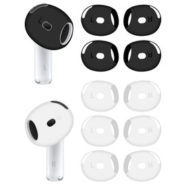 A-Focus [ Fit in Case ] Ear Tips Compatible with AirPods 4 Replacement Ultra Thin Add Grip Tips Anti Slip/Scratch Eartips Earbuds Cover Skin Accessories for New AirPod 4 White Black 5 Pairs
