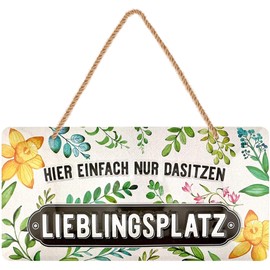 LANOLU Sign Favourite Place Outdoor, Garden Sign, Decorative Garden Vintage Signs, Chill Lounge Garden Decoration, Wall Decoration, Metal Garden Sign with Jute Cord 16 x 32 cm