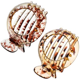 Heclia 2PCS Non Slip Flat Hair Claw Flat Hairclips for Women Small Hair Clip for Thin Hairs Strong Hold Resilient Spring Action Light Brown Hairs Barrettes Everyday Head Accessory Clamps