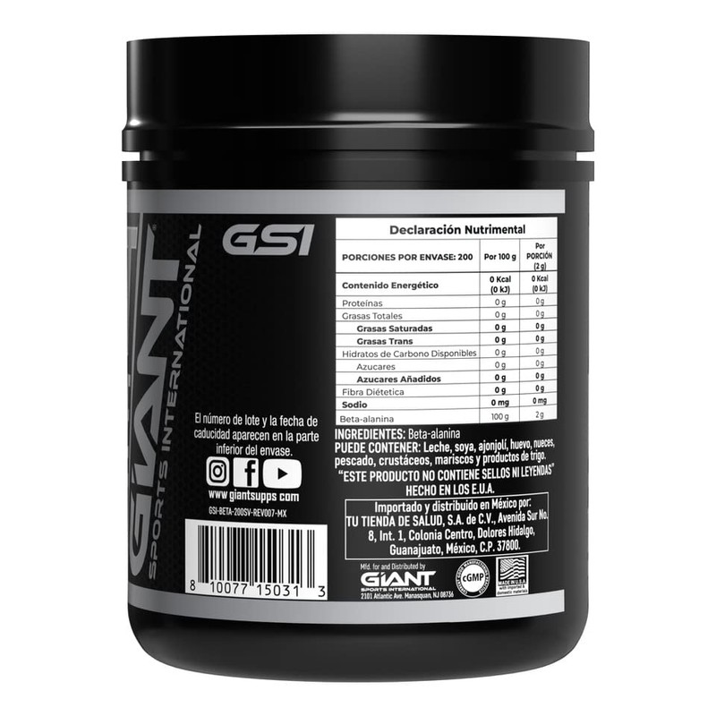 Giant Sports International | Beta-Alanina En Polvo de Alta Pureza
