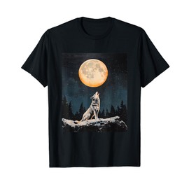 Wolf Wolves Moon Starry Night Graphic T-Shirt