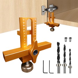 2-in-1 Cabinet Door Mounting Jig with Quick Edge Positioner, Adjustable Cabinet Door Installation Positioner, Aluminium Alloy Cabinet Door Positioning Tool Jig for Most Cabinet Doors with 3 Drill Bits