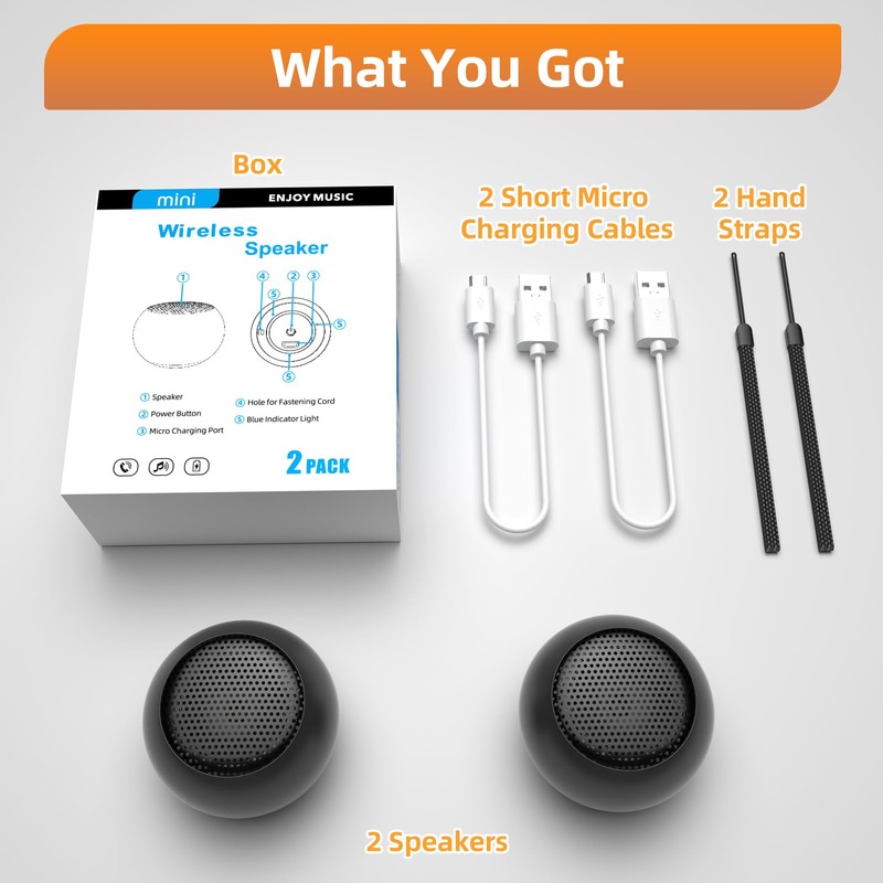 AUKSKY 2Pack Portable Mini Speakers, Bluetooth Tiny Speakers,Wireless Micro Speaker