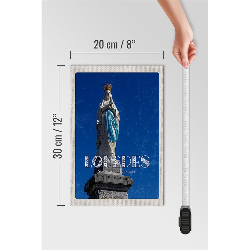 Femer Holzschild Reise 20x30cm Heiligtum Frau Lourdes Kirche