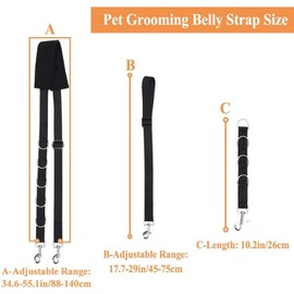 ASOCEA Dog Grooming Belly Strap Nylon Grooming Restraint Loop Noose Dog Grooming Extension Strap Adjustable Traction Leash with D-Rings for Small Medium Cats Dogs Grooming Bathing Washing (Black)