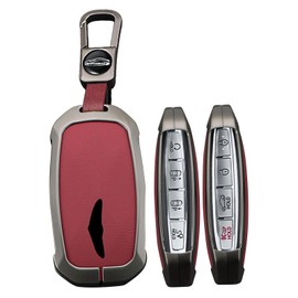 TECART Metal Key Fob Cover Fit for Genesis GV60 GV80 G70 G90 2025 2024 2023 Remote Key Fob Case Holder Key Protector Accessories with Keychain Red