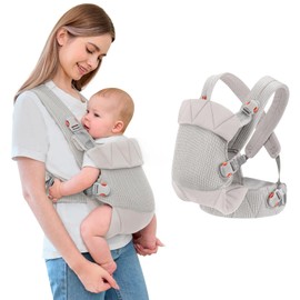 IULONEE Baby Carrier Wrap Ergonomic Baby Strap Carrier Front & Back Backpack Carry Adjustable Infant Toddlers Carrier Sling for Newborn Grey