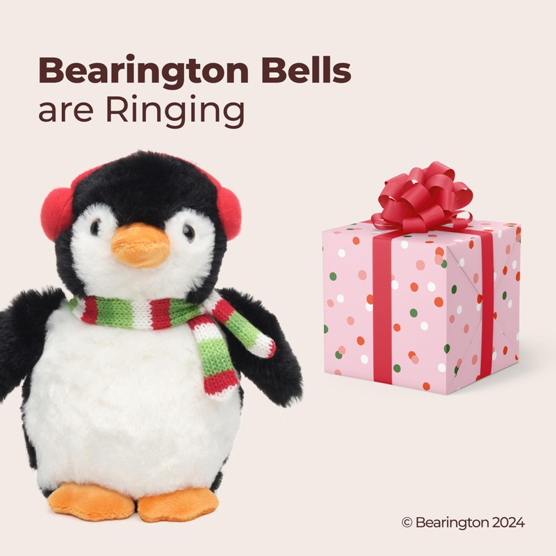 Bearington Christmas Stuffed Animals Christmas Penguin Plush Winter Toy -