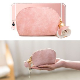 LEUCHTBOX Women's Mini Coin Purse Luxury Chic Faux Leather Purse Party Purse Cute Key Bag Small Keyring Zip, pink, Cosmetic bag