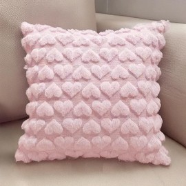 Arciveberg Valentines Pillow Covers 18x18 inch Set of 2 Valentines Heart Throw Pillow Cases Decorations Soft Plush Faux Fur Wool Cushion Covers for Holiday Home Decor (Pink)