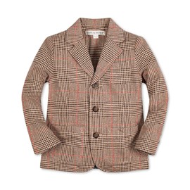 Hope & Henry Baby Boys' Fleece Suit Blazer, 12-18 Months, Camel Glen Plaid