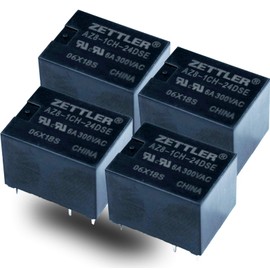 American Zettler 5 Pin PCB 6A @300VAC Relay 24Vdc Miniature Sealed SPDT AZ8-1CH-24DSE (Pack of 4)