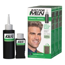 Shampoo con Tinte Just for Men Fórmula Original Larga Duración Castaño Claro H25 3pack 66ml