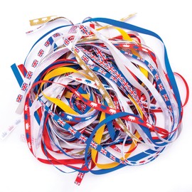 Baker Ross CN141 Red White and Blue Ribbon Value Pack for VE Day 80th Anniversary - Pack of 15, British Themed Arts and Crafts Supplies