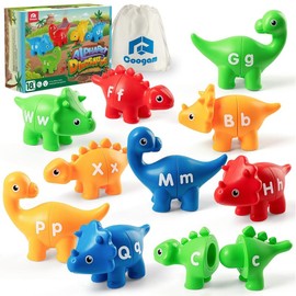 Coogam 26pcs Alphabet Matching Toy, Double-Sided Letters Fine Motor Skill Dino Toy for Kids Unisex Animals & Nature Language Toys - Specification: Safari animal