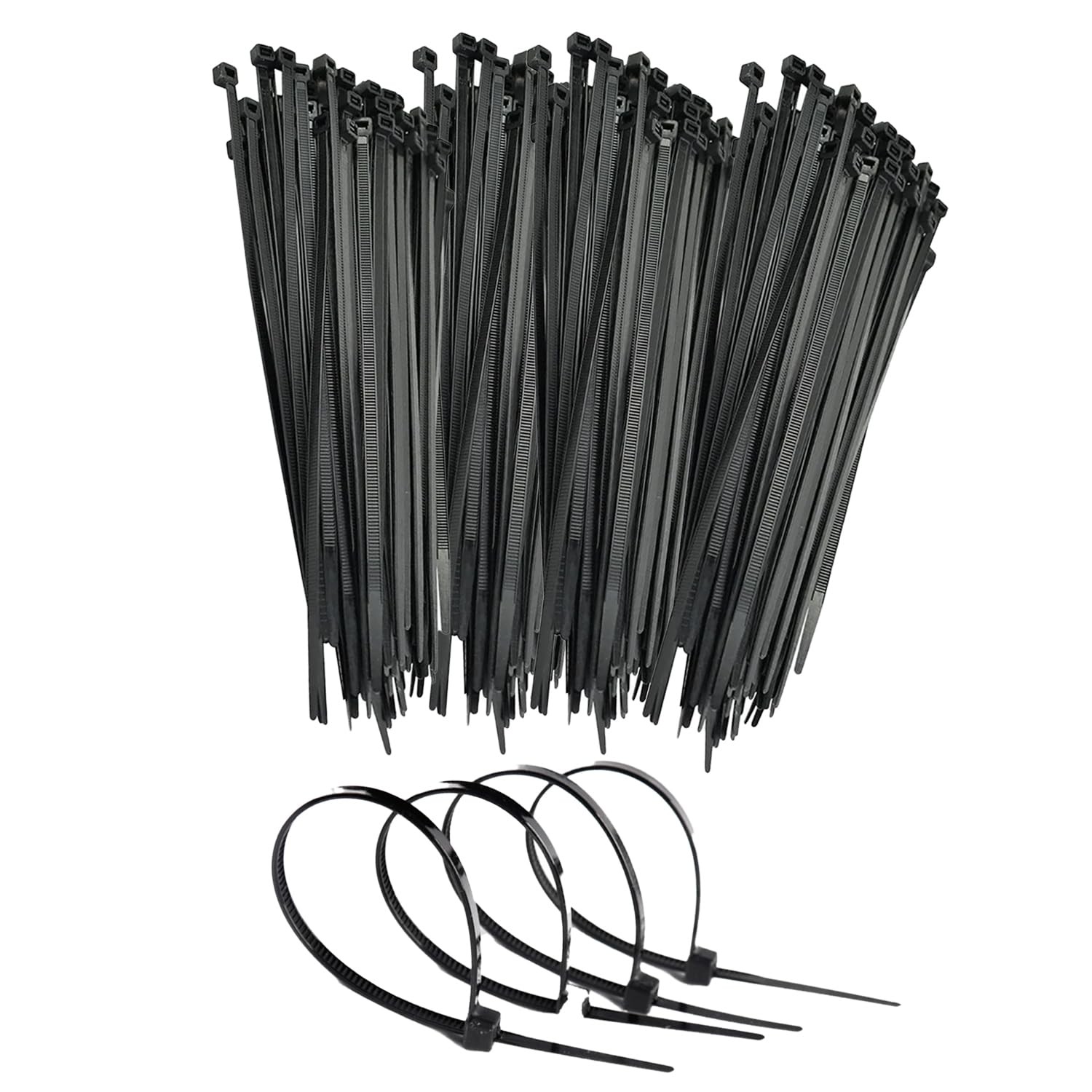 300 Black Nylon Zip Ties - 2.5 x 100mm, Strong Hold, 4