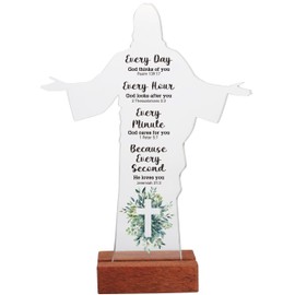 Christian Comfort Decor - Clear Acrylic Jesus Plaque - "God Thinks of You" Bible Verses - Religious Sympathy Gift - Reassuring Faith Home Decor - Gifts for Grief