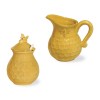 Boston International Embossed Ceramic Cream and Sugar Set, 2-Piece, Honeycomb