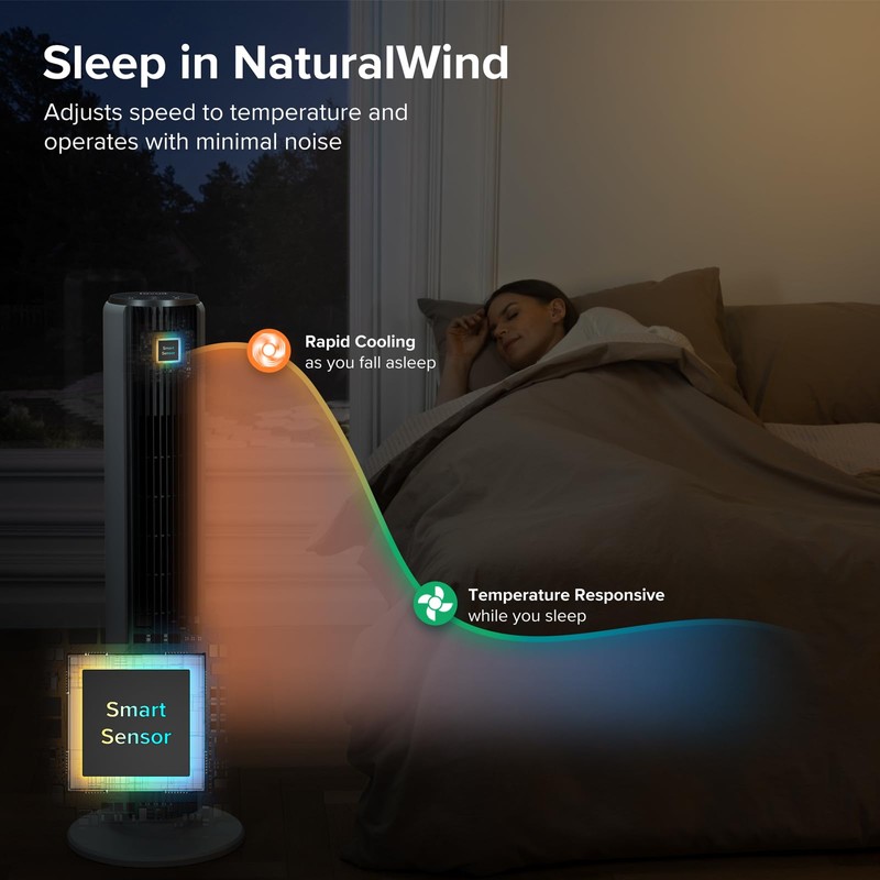LEVOIT Tower Fan for Bedroom, 90° Oscillating Standing Fan with
