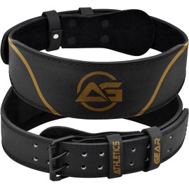 Weight Lifting Belt by AG - Top Class Cowhide Leather Belt with 4” & 6” Padded Lumbar Back Support for Weightlifting, Gym Lifting, Powerlifting, Workout (4" Wide/Black, XX-Large)