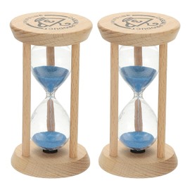 PATIKIL 3 Minutes Sand Timer, 2 Pcs Wooden Sand Watch High Glass Sandglass Timer for Living Room Home Office Restaurant Decoration, Blue