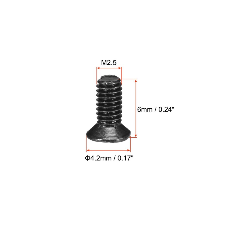 uxcell M2.5 x 6mm Phillips Screw Fastener Black for Laptop
