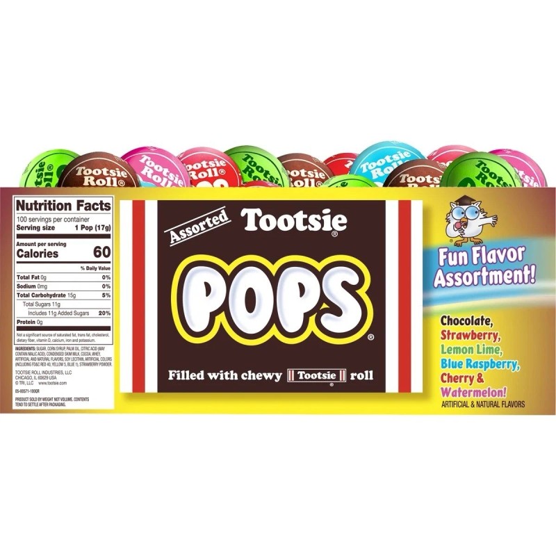 Tootsie Pops, Fun Flavor Assorted, 0.6 oz, 100-count
