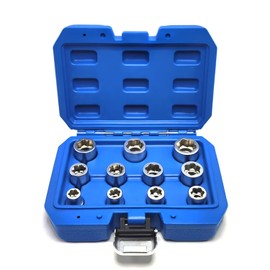 JEUCLEL 11-Piece 3/8" Drive Metric Bolt Extractor Socket Set - Sizes 8-19mm for Easy Removal of Damaged Fasteners with Innovative Clamping Design